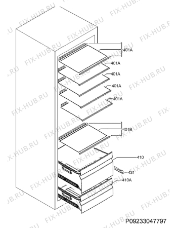 Взрыв-схема холодильника Aeg RKE64022DW - Схема узла Internal parts